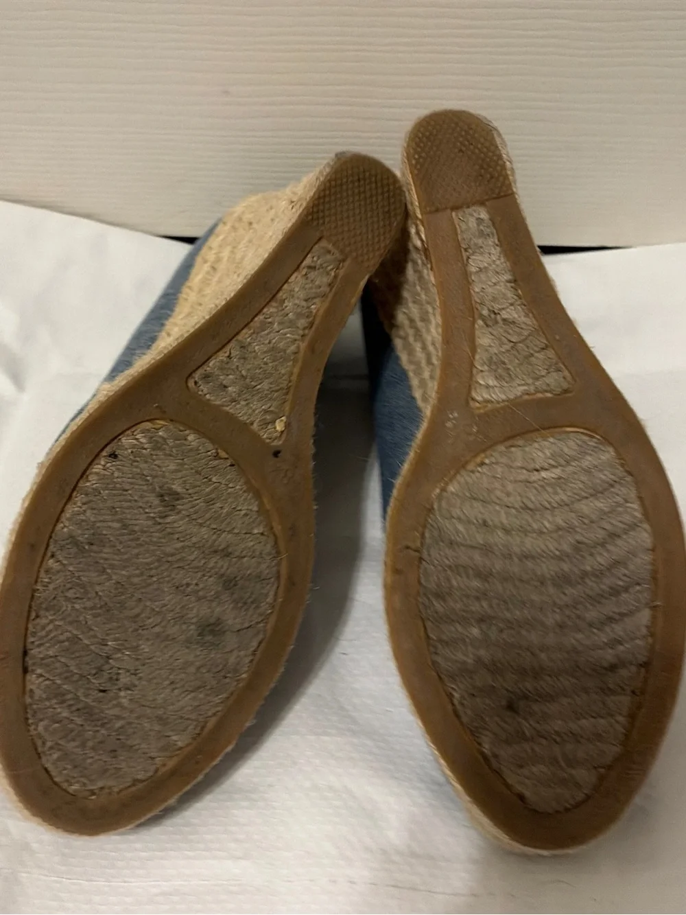 J. Crew Blue Denim Espadrille Wedges